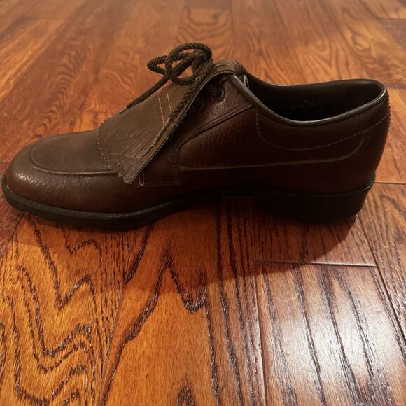 Vintage Arnold Palmer Men's 8 M Eaton Golf Shoe Brown with Kiltie w/ Spikes USA - Picture 4 of 16